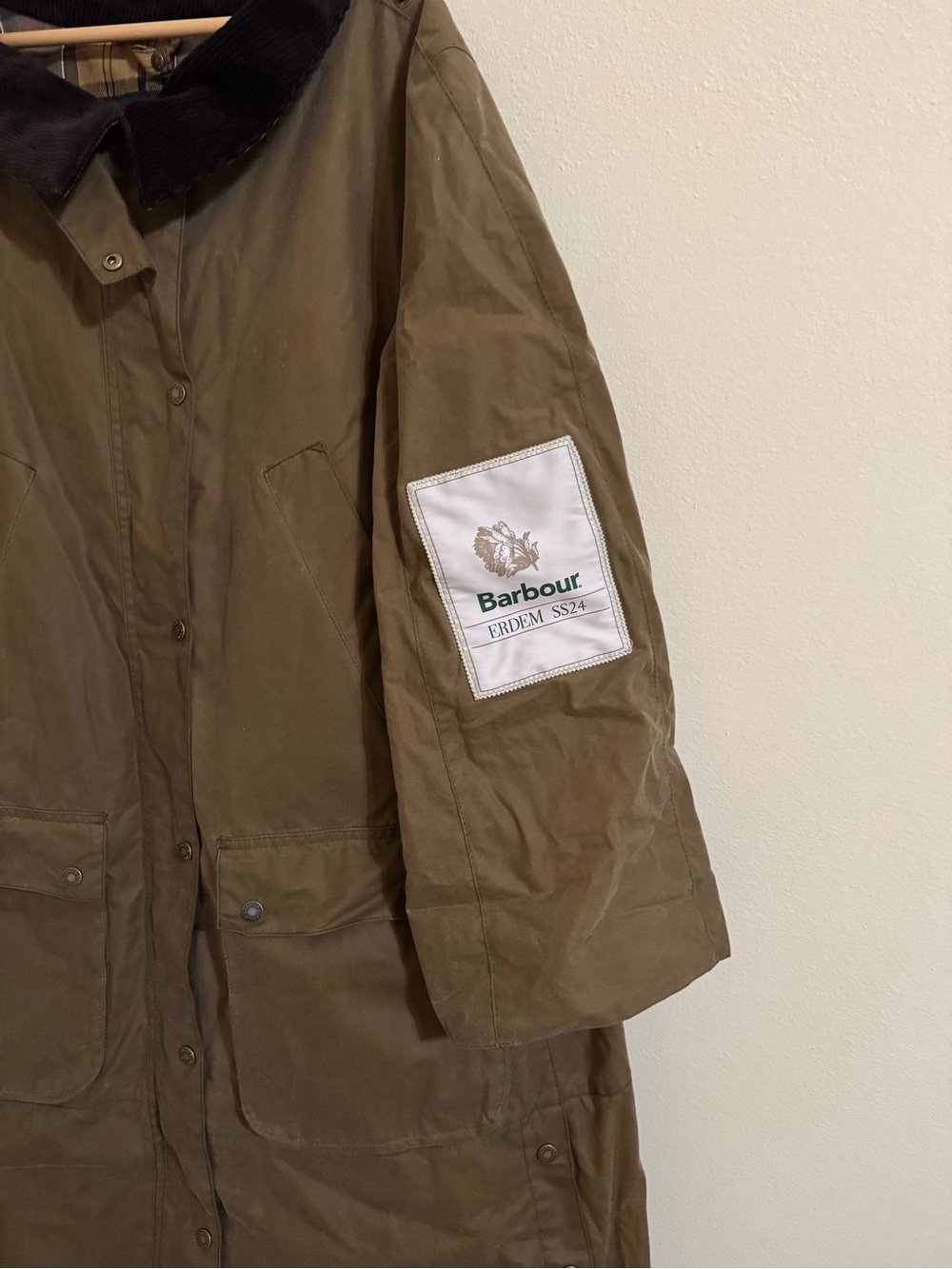 Barbour x Erdem Waxed Cotton Coat Tan Small - Picture 2 of 9